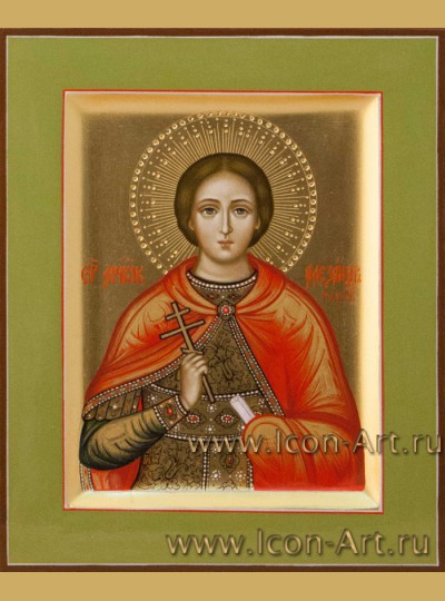 Рукописная Икона святого мученика Александра Римского 10,5*13см