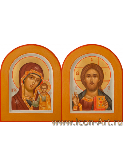 Рукописные Венчальные иконы Господь Вседержитель и Пресвятая Богородица Казанская