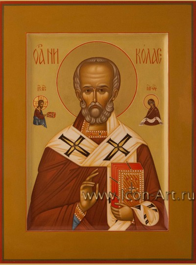Рукописная Икона святителя Николая Чудотворца 21*28см