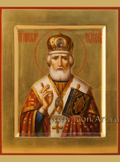 Рукописная Икона святителя Николая Чудотворца 17*21см