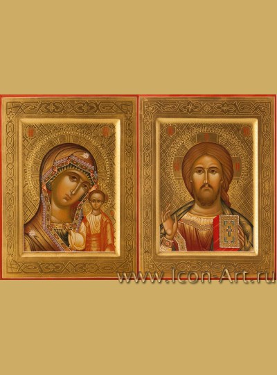 Рукописные Венчальные иконы Господь Вседержитель и Пресвятая Богородица Казанская