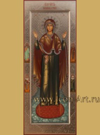 Рукописная Икона Пресвятой Богородицы "Нерушимая Стена" 20,5*50см