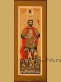 Рукописная Икона святого Иоанна Воина 10,5*13см