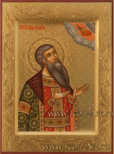 Рукописная Икона святого Романа Рязанского 15*20 см