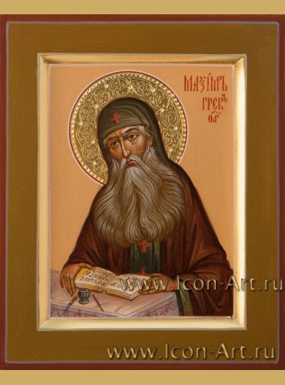 Рукописная Икона святого Максима Грека 10,5*13см