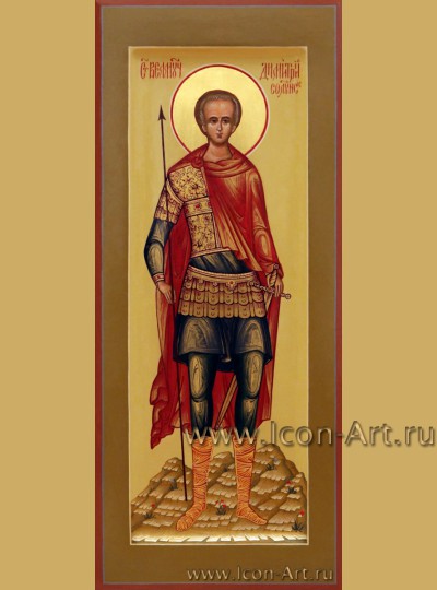 Рукописная Икона святого Дмитрия Солунского 10,5*13см