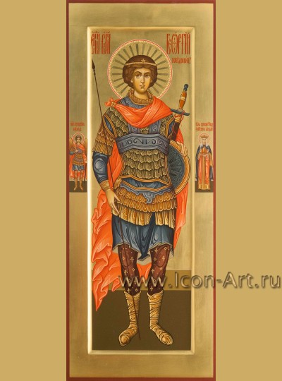 Рукописная мерная икона святого Георгия Победоносца