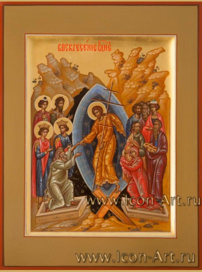 Рукописная  Икона Воскресения Христова 15*20см