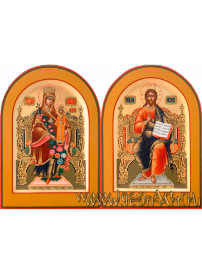 Рукописные Венчальные иконы Господь Вседержитель и Пресвятая Богородица Неувядаемый Цвет 15*20см